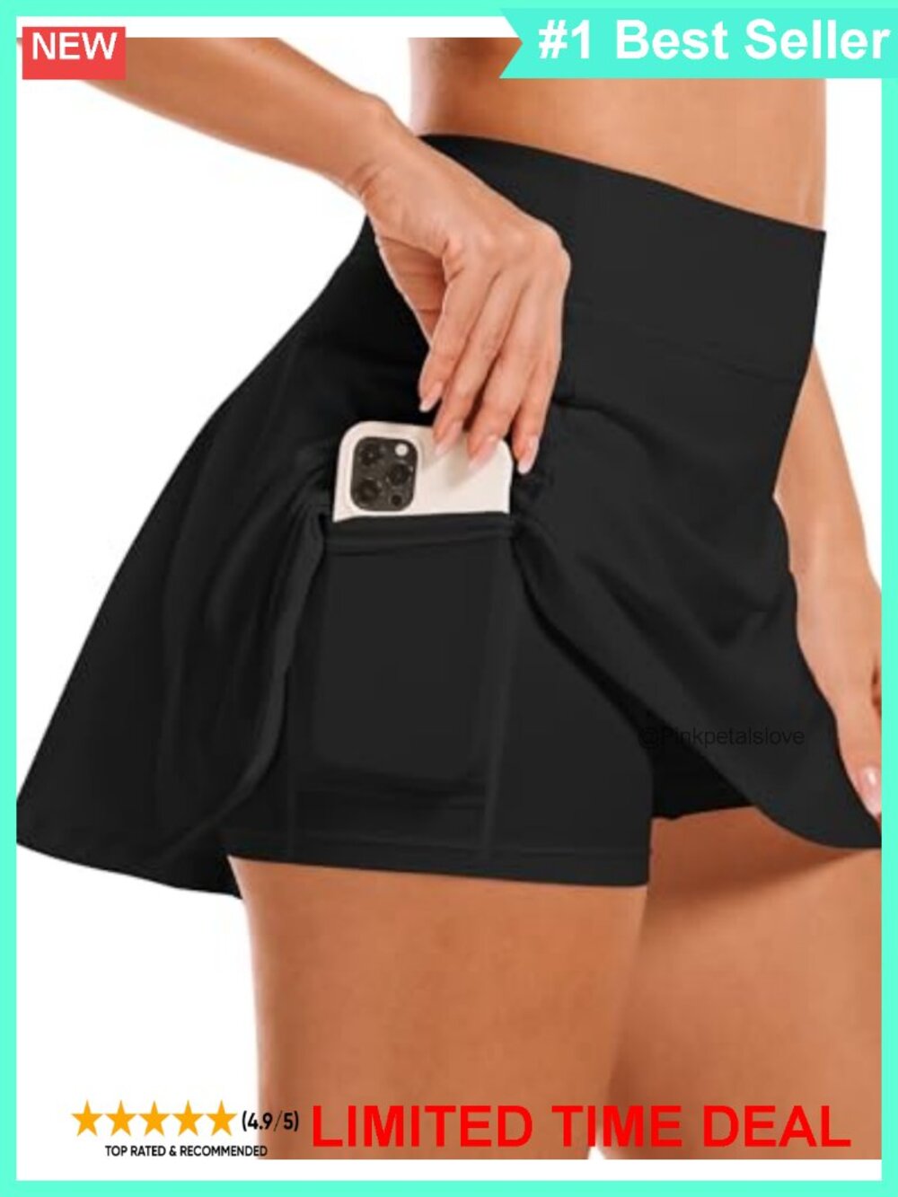 High Waisted Tennis Golf Skort with Built-In Shorts and Pockets